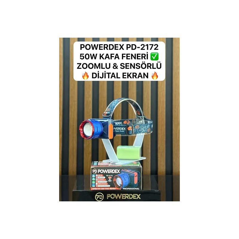 Pd-2172 50w 3000 Lümen 6800mAH Batarya Zoomlu & Sensörlü Dijital Ekran Kafa Lambası