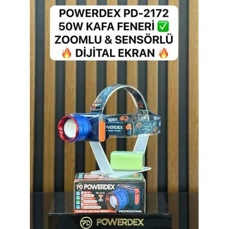 Pd-2172 50w 3000 Lümen 6800mAH Batarya Zoomlu & Sensörlü Dijital Ekran Kafa Lambası