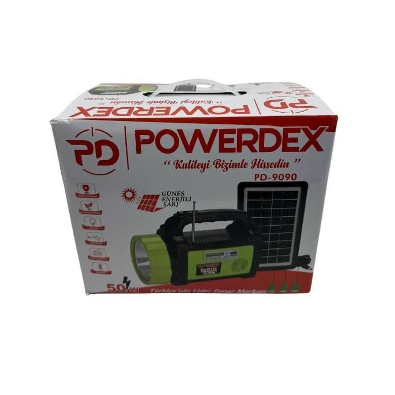 Powerdex Pd-9090 50W Güneş Enerjili Şarj Radyolu Avcı Kamp