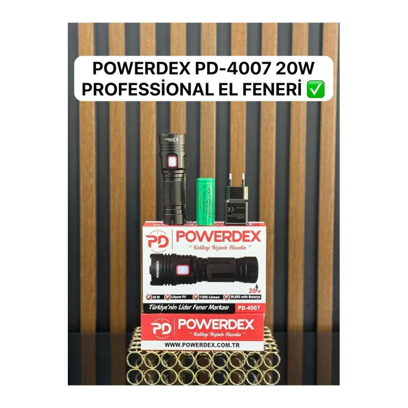 powerdex Pd-4007 Profesyonel Şarjlı 20w 1200 Lümen El feneri
