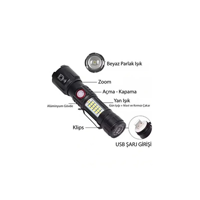 Ws-2828 Ultra Güçlü Usb Şarjlı El Feneri
