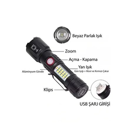 Ws-2828 Ultra Güçlü Usb Şarjlı El Feneri