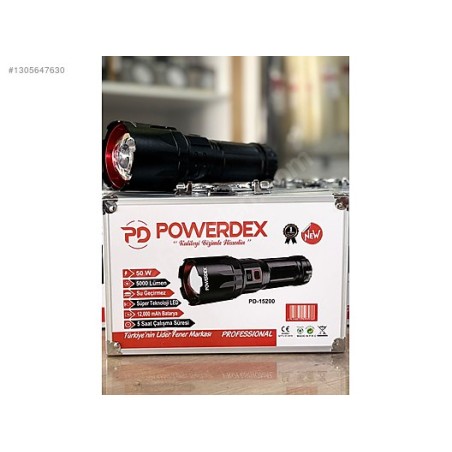 Powerdex PD-15200 Profesyonel Şarjlı El Feneri 5000 Lümen